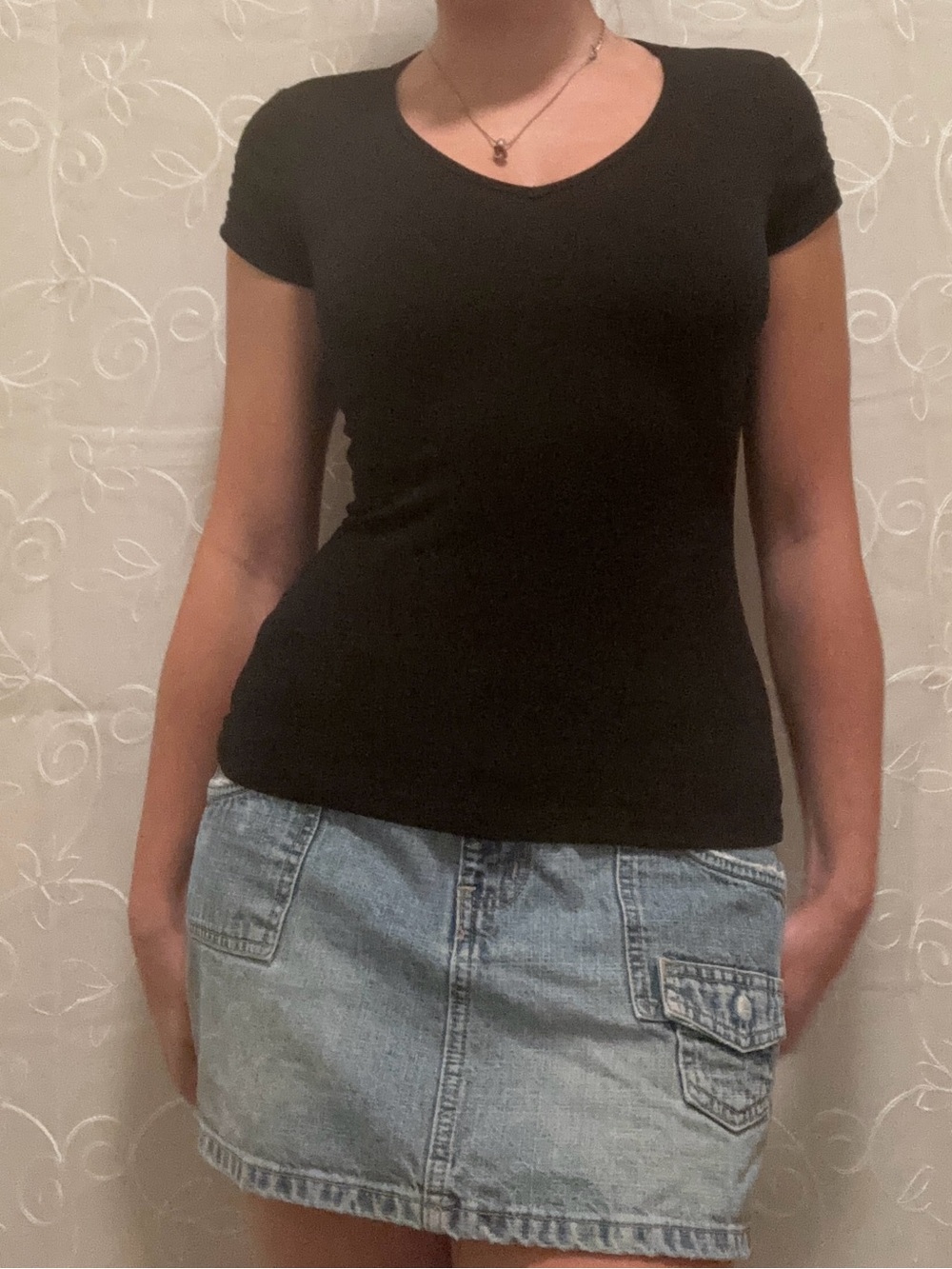 JACOB Women's Black V-Neck Ruched Top Size XS
